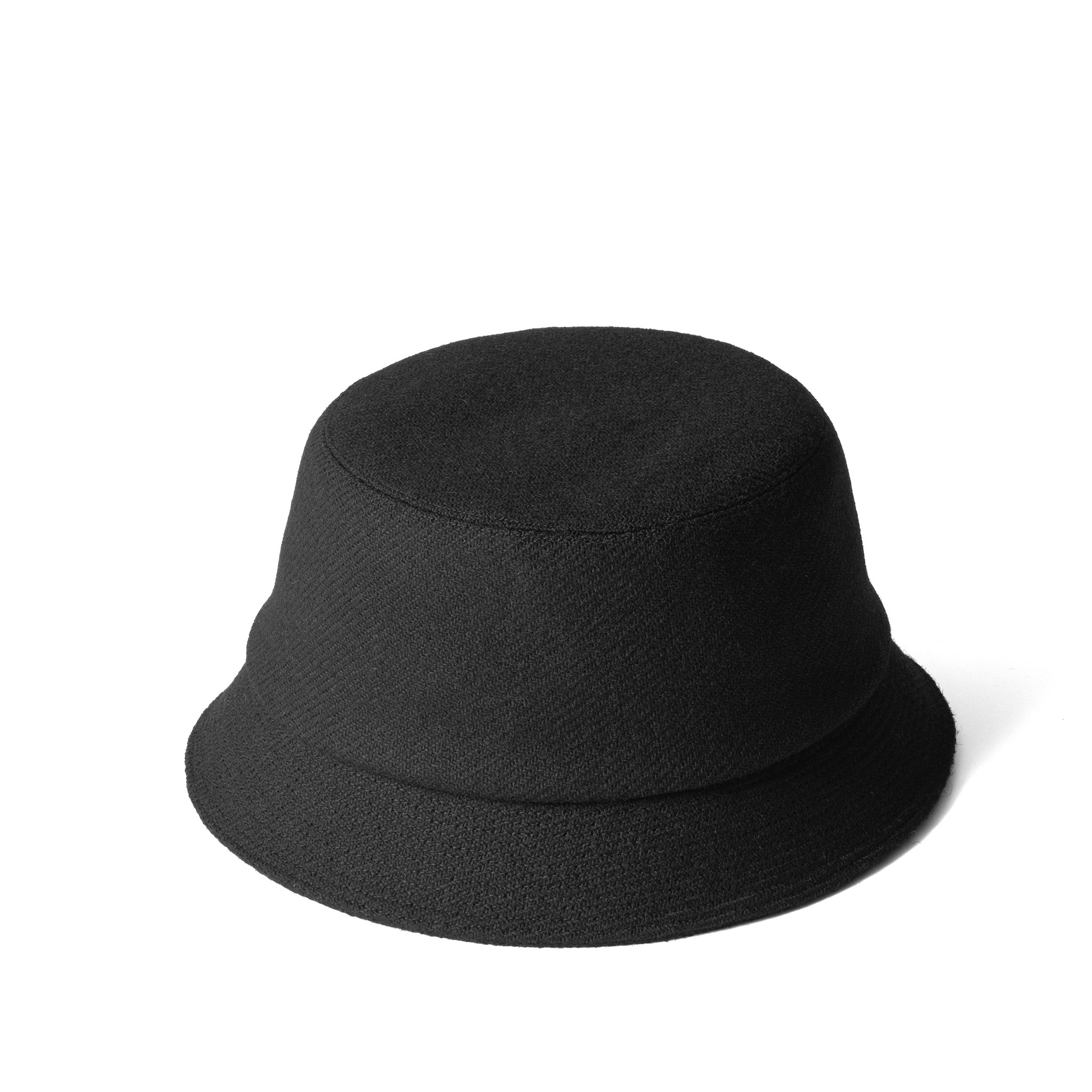 Wool Mohair Tweed Hat Black